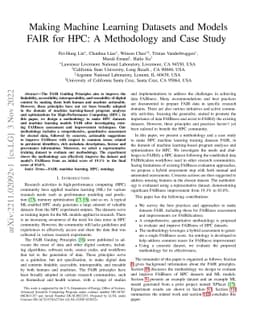 Making Machine Learning Datasets and Models FAIR for HPC: A Methodology
  and Case Study