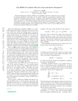 Can RBMs be trained with zero step contrastive divergence?