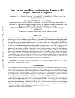 Deep Learning based Defect classification and detection in SEM images: A
  Mask R-CNN approach