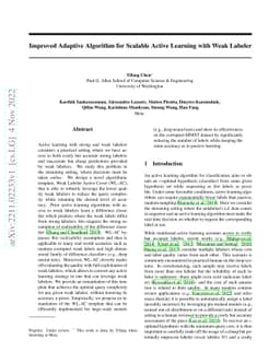 Improved Adaptive Algorithm for Scalable Active Learning with Weak
  Labeler
