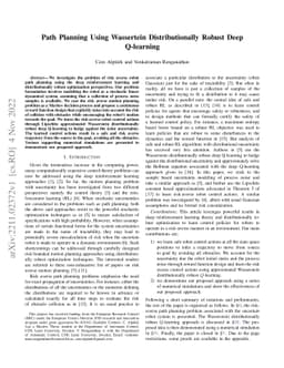 Path Planning Using Wassertein Distributionally Robust Deep Q-learning