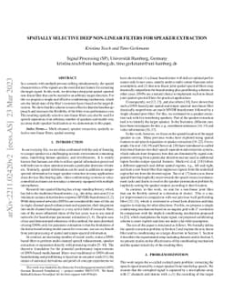 Spatially Selective Deep Non-linear Filters for Speaker Extraction