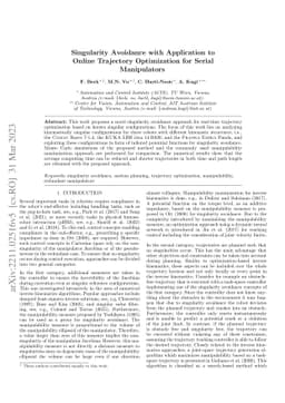 Singularity Avoidance with Application to Online Trajectory Optimization
  for Serial Manipulators
