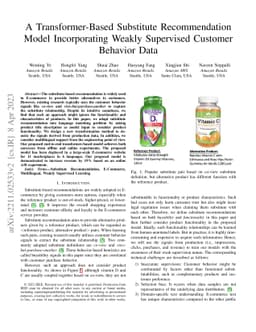 A Transformer-Based Substitute Recommendation Model Incorporating Weakly
  Supervised Customer Behavior Data