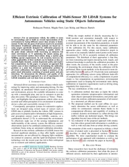 Efficient Extrinsic Calibration of Multi-Sensor 3D LiDAR Systems for
  Autonomous Vehicles using Static Objects Information