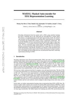 MAEEG: Masked Auto-encoder for EEG Representation Learning