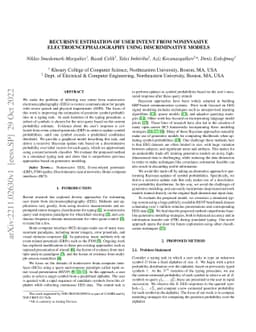 Recursive Estimation of User Intent from Noninvasive
  Electroencephalography using Discriminative Models