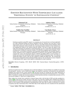 Emotion Recognition With Temporarily Localized Émotional Events' in
  Naturalistic Context