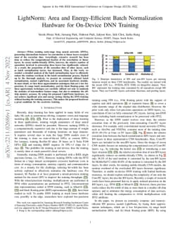 LightNorm: Area and Energy-Efficient Batch Normalization Hardware for
  On-Device DNN Training