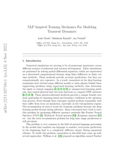 NLP Inspired Training Mechanics For Modeling Transient Dynamics