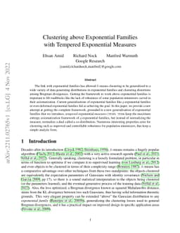 Clustering above Exponential Families with Tempered Exponential Measures