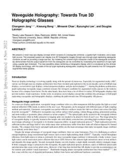 Waveguide Holography: Towards True 3D Holographic Glasses