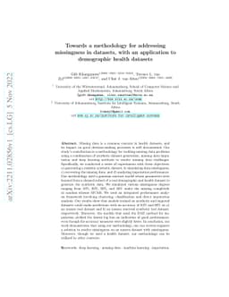 Towards a methodology for addressing missingness in datasets, with an
  application to demographic health datasets