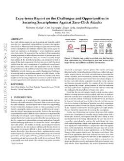 Experience Report on the Challenges and Opportunities in Securing
  Smartphones Against Zero-Click Attacks