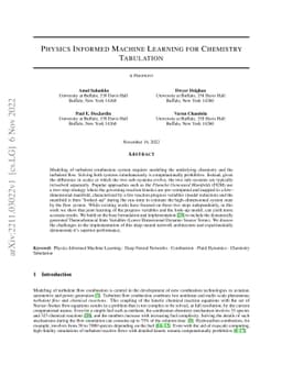 Physics Informed Machine Learning for Chemistry Tabulation