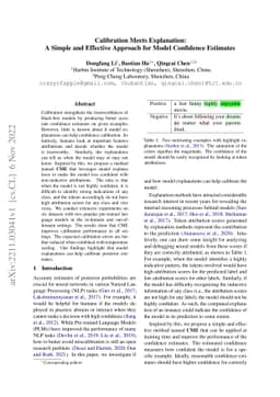 Calibration Meets Explanation: A Simple and Effective Approach for Model
  Confidence Estimates