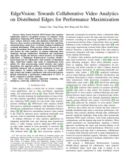 EdgeVision: Towards Collaborative Video Analytics on Distributed Edges
  for Performance Maximization