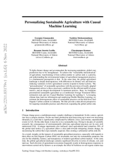 Personalizing Sustainable Agriculture with Causal Machine Learning