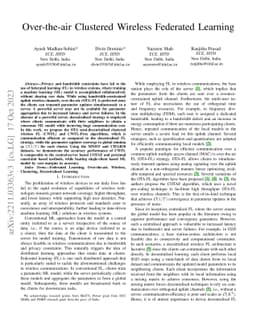 Over-The-Air Clustered Wireless Federated Learning