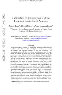 Justification of Recommender Systems Results: A Service-based Approach