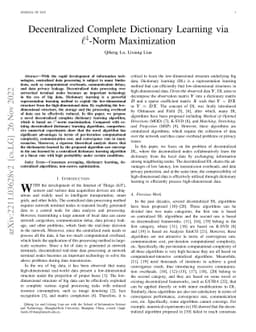 Decentralized Complete Dictionary Learning via $\ell^{4}$-Norm
  Maximization