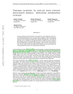 Towards learning to explain with concept bottleneck models: mitigating
  information leakage