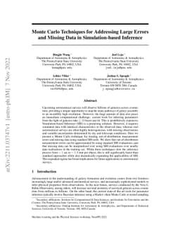 Monte Carlo Techniques for Addressing Large Errors and Missing Data in
  Simulation-based Inference