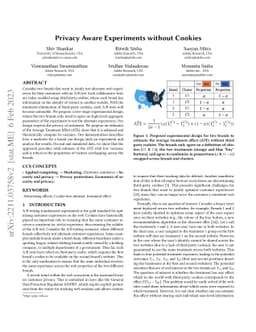 Privacy Aware Experiments without Cookies