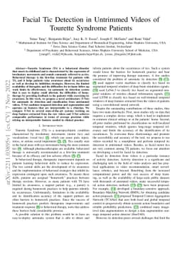 Facial Tic Detection in Untrimmed Videos of Tourette Syndrome Patients