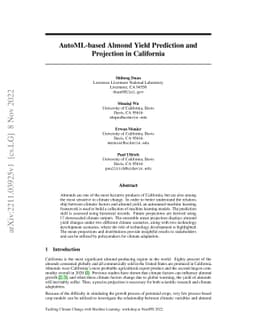 AutoML-based Almond Yield Prediction and Projection in California
