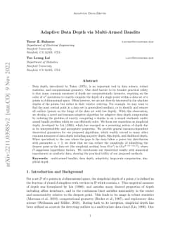 Adaptive Data Depth via Multi-Armed Bandits