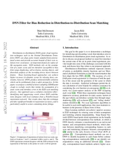 DNN Filter for Bias Reduction in Distribution-to-Distribution Scan
  Matching