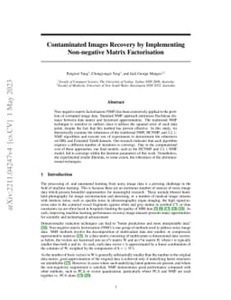 Contaminated Images Recovery by Implementing Non-negative Matrix
  Factorisation