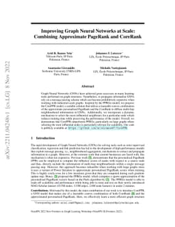 Improving Graph Neural Networks at Scale: Combining Approximate PageRank
  and CoreRank