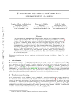 Synthesis of separation processes with reinforcement learning
