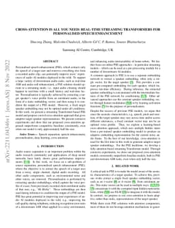 Cross-Attention is all you need: Real-Time Streaming Transformers for
  Personalised Speech Enhancement