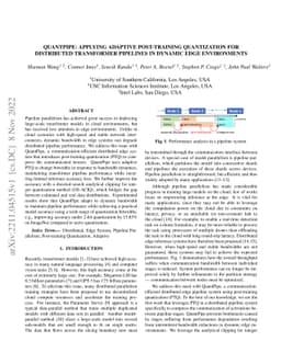 QuantPipe: Applying Adaptive Post-Training Quantization for Distributed
  Transformer Pipelines in Dynamic Edge Environments