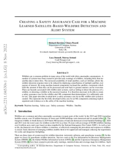 Creating a Safety Assurance Case for an ML Satellite-Based Wildfire
  Detection and Alert System