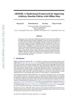 ARMOR: A Model-based Framework for Improving Arbitrary Baseline Policies
  with Offline Data