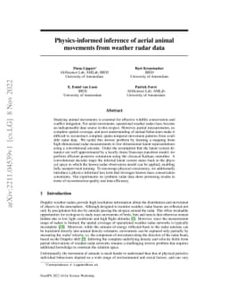 Physics-informed inference of aerial animal movements from weather radar
  data