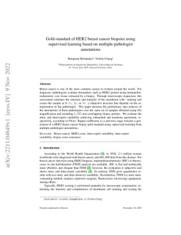 Gold-standard of HER2 breast cancer biopsies using supervised learning
  based on multiple pathologist annotations