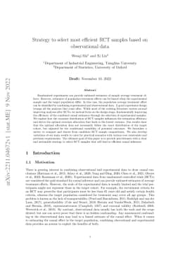 Strategy to select most efficient RCT samples based on observational
  data