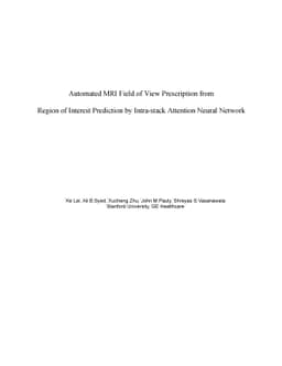 Automated MRI Field of View Prescription from Region of Interest
  Prediction by Intra-stack Attention Neural Network