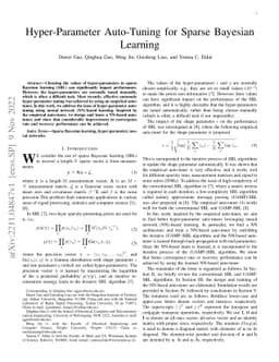 Hyper-Parameter Auto-Tuning for Sparse Bayesian Learning