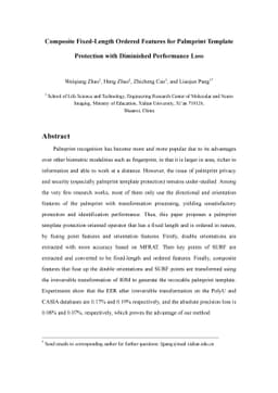 Composite Fixed-Length Ordered Features for Palmprint Template
  Protection with Diminished Performance Loss