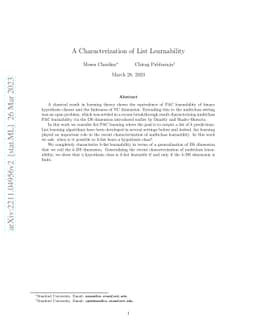 A Characterization of List Learnability