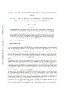 Duality for Neural Networks through Reproducing Kernel Banach Spaces