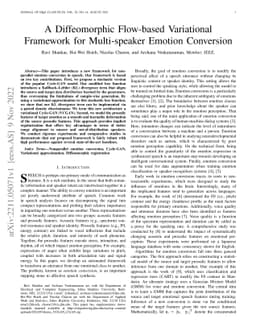 A Diffeomorphic Flow-based Variational Framework for Multi-speaker
  Emotion Conversion
