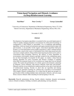 Vision-based navigation and obstacle avoidance via deep reinforcement
  learning