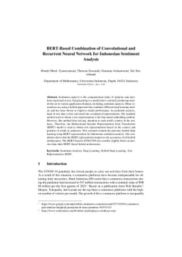 BERT-Based Combination of Convolutional and Recurrent Neural Network for
  Indonesian Sentiment Analysis